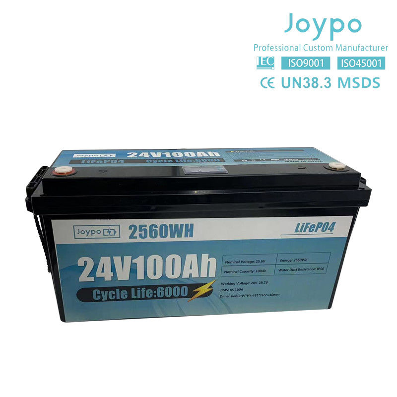 Умный BMS Долговечность 24V 100Ah Литий-ионный аккумулятор RV Camper Lifepo4 аккумуляторный пакет